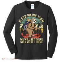 Retro Sloth Hiking Team We'll Get There When We Get There Kids Long Sleeve Shirt thumb 0