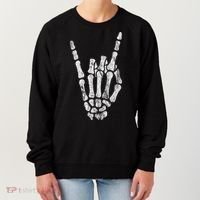 Rock Skeleton Hand Rock N Roll Metal Distressed Halloween Women's Sweatshirt thumb 0