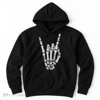 Rock Skeleton Hand Rock N Roll Metal Distressed Halloween Hoodie thumb 0