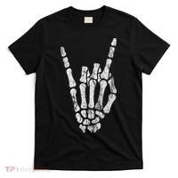 Rock Skeleton Hand Rock N Roll Metal Distressed Halloween T-Shirt thumb 0