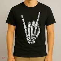 Rock Skeleton Hand Rock N Roll Metal Distressed Halloween T-Shirt thumb 3