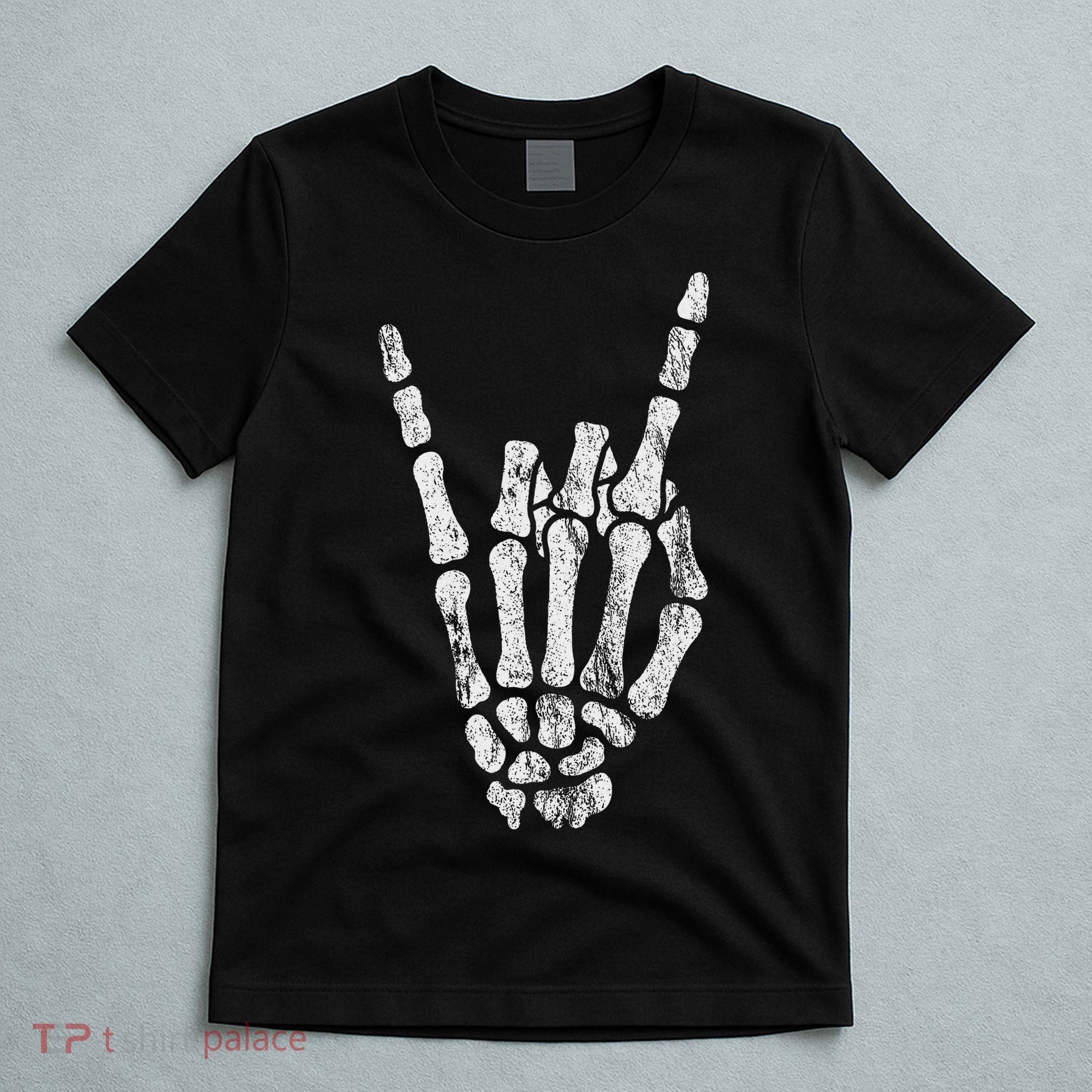 Rock Skeleton Hand Rock N Roll Metal Distressed Halloween T-Shirt