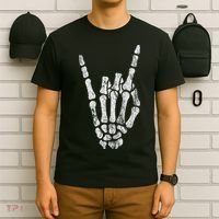 Rock Skeleton Hand Rock N Roll Metal Distressed Halloween T-Shirt thumb 6