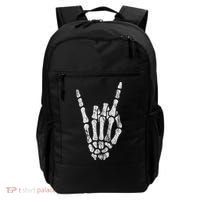 Rock Skeleton Hand Rock N Roll Metal Distressed Halloween Backpack thumb 0