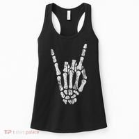 Rock Skeleton Hand Rock N Roll Metal Distressed Halloween Women's Tank Top thumb 0