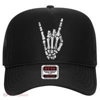 Rock Skeleton Hand Rock N Roll Metal Distressed Halloween Hat thumb 0