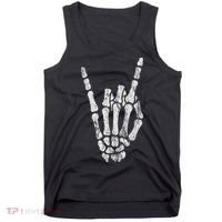 Rock Skeleton Hand Rock N Roll Metal Distressed Halloween Tank Top thumb 0