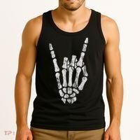 Rock Skeleton Hand Rock N Roll Metal Distressed Halloween Tank Top thumb 3
