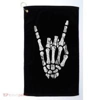 Rock Skeleton Hand Rock N Roll Metal Distressed Halloween Golf Towel thumb 0