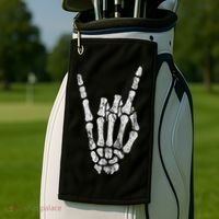 Rock Skeleton Hand Rock N Roll Metal Distressed Halloween Golf Towel thumb 2