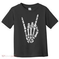 Rock Skeleton Hand Rock N Roll Metal Distressed Halloween Toddler T-Shirt thumb 0