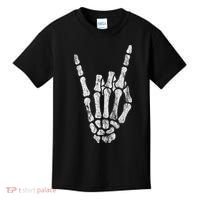 Rock Skeleton Hand Rock N Roll Metal Distressed Halloween Kids T-Shirt thumb 0