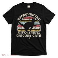 Retro Style Introverted But Willing To Discuss Cats Vintage T-Shirt thumb 0