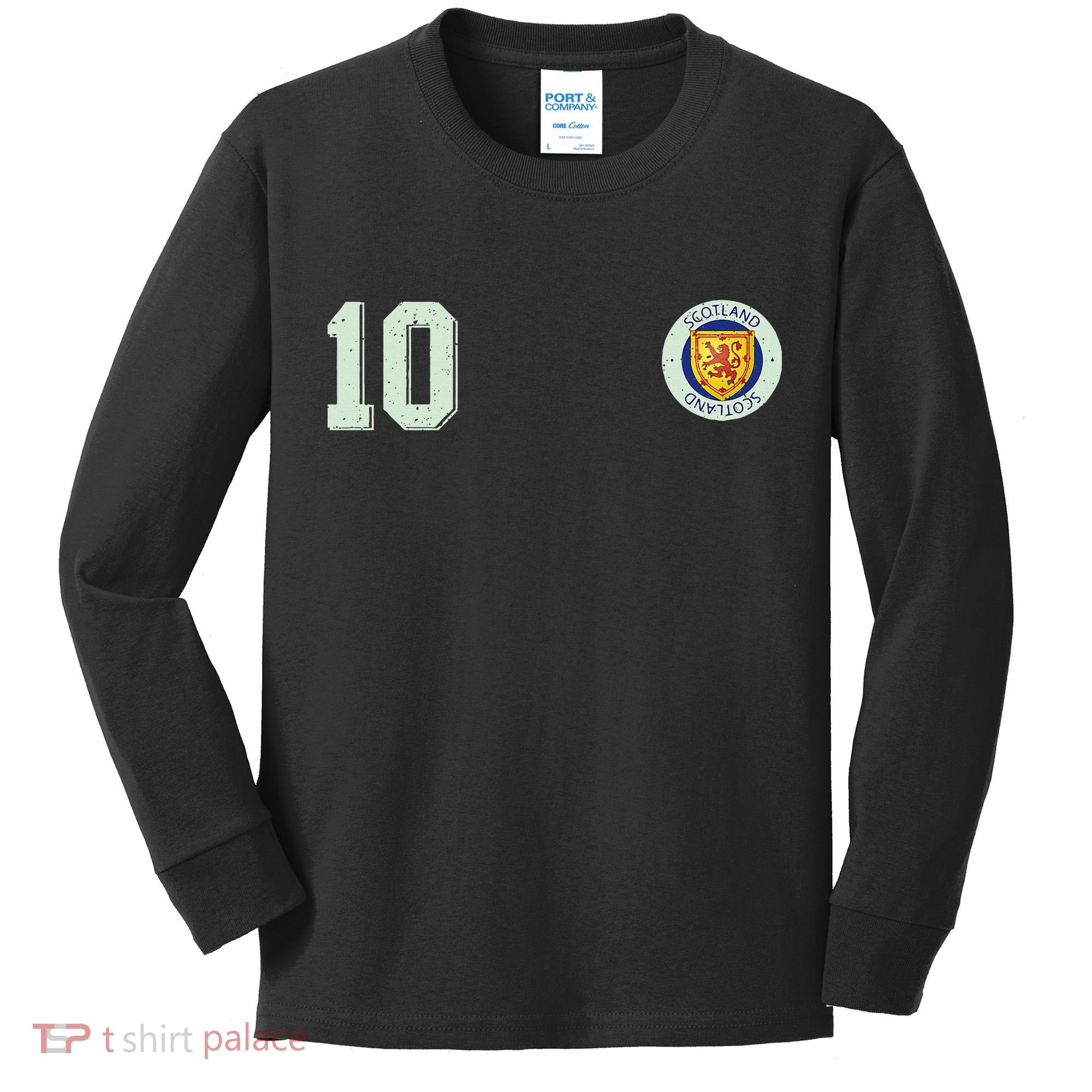 Retro Soccer Inspired Scotland Kids Long Sleeve Shirt