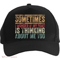 Retro Sometimes I Wonder If My Boat Is Thinking About Me Too Five-Panel Snapback Cap thumb 0