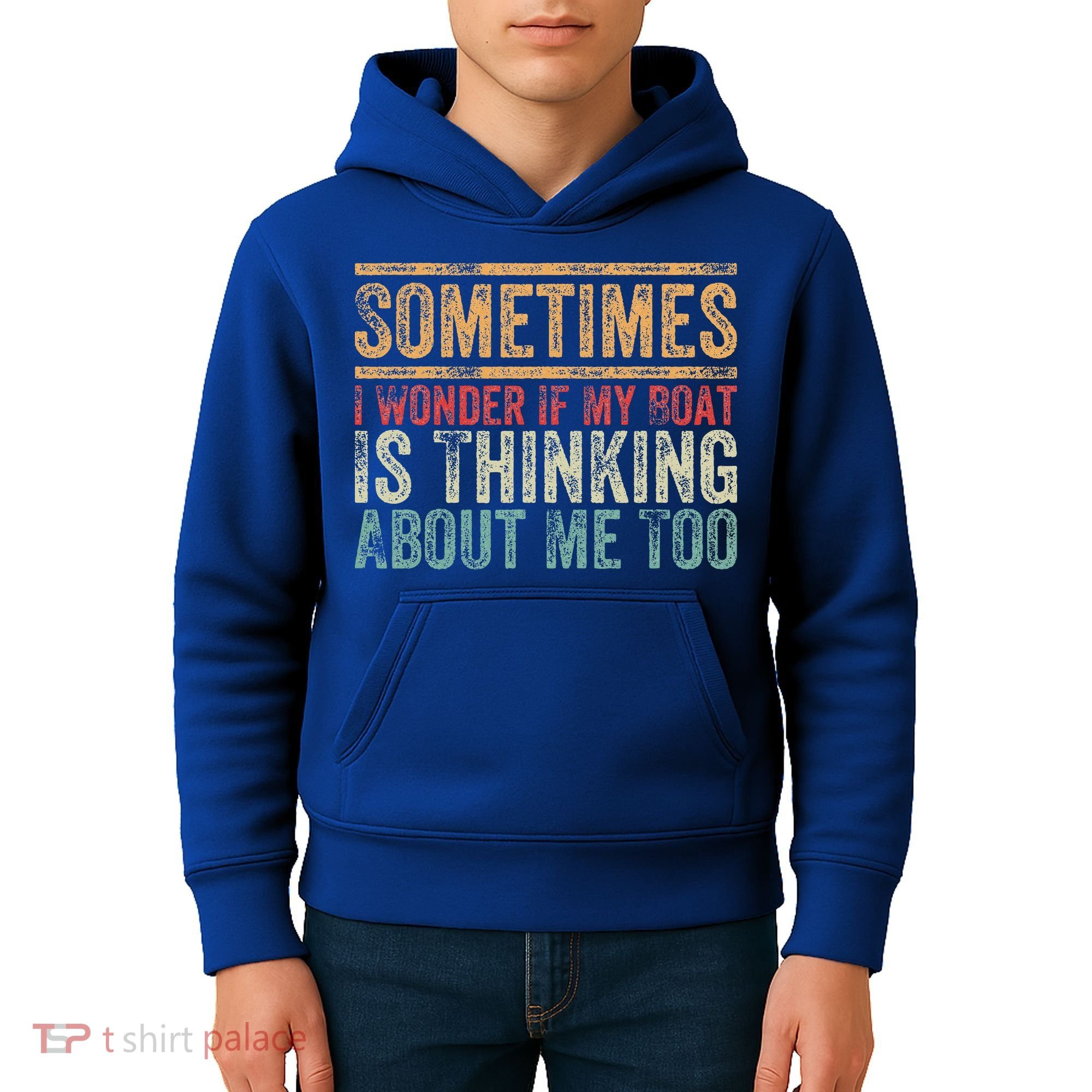 Retro Sometimes I Wonder If My Boat Is Thinking About Me Too Kids Hoodie