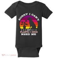 Retro Sorry I CanT My Plants And Dogs Need Me Gardener Baby Bodysuit thumb 0