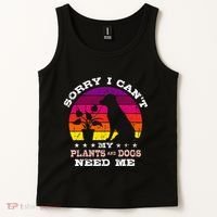 Retro Sorry I CanT My Plants And Dogs Need Me Gardener Tank Top thumb 2