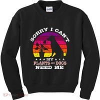 Retro Sorry I CanT My Plants And Dogs Need Me Gardener Kids Sweatshirt thumb 0