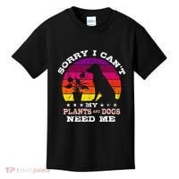 Retro Sorry I CanT My Plants And Dogs Need Me Gardener Kids T-Shirt thumb 0