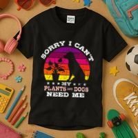 Retro Sorry I CanT My Plants And Dogs Need Me Gardener Kids T-Shirt thumb 3