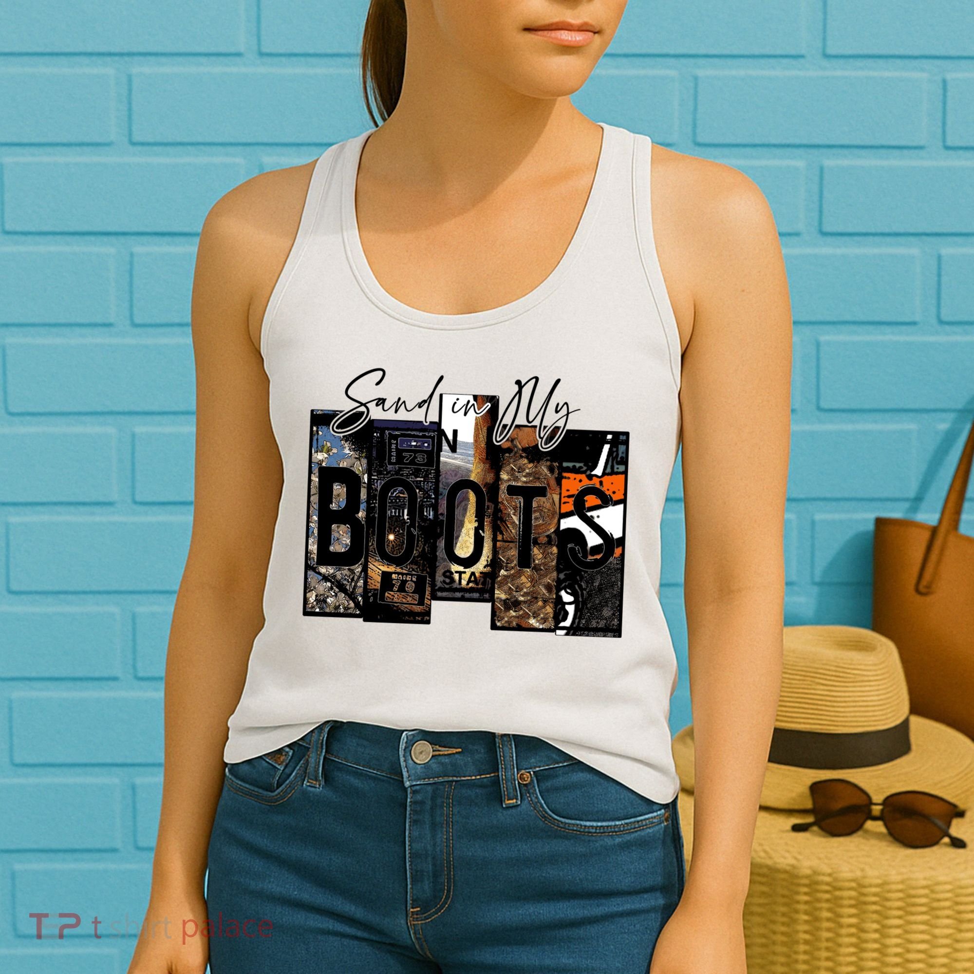 Retro Sand In My Boots Western Country Music Cowboy Gift Women's Tank Top