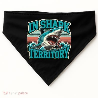 Retro Shark In Shark Territory USA-Made Doggie Bandana