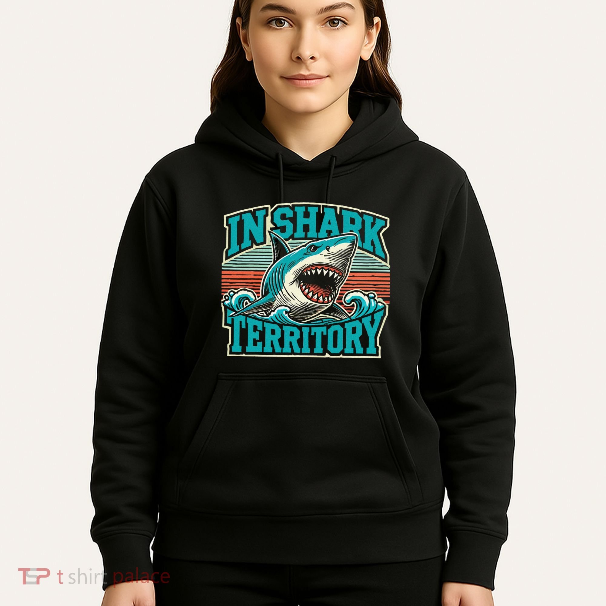 Retro Shark In Shark Territory Hoodie