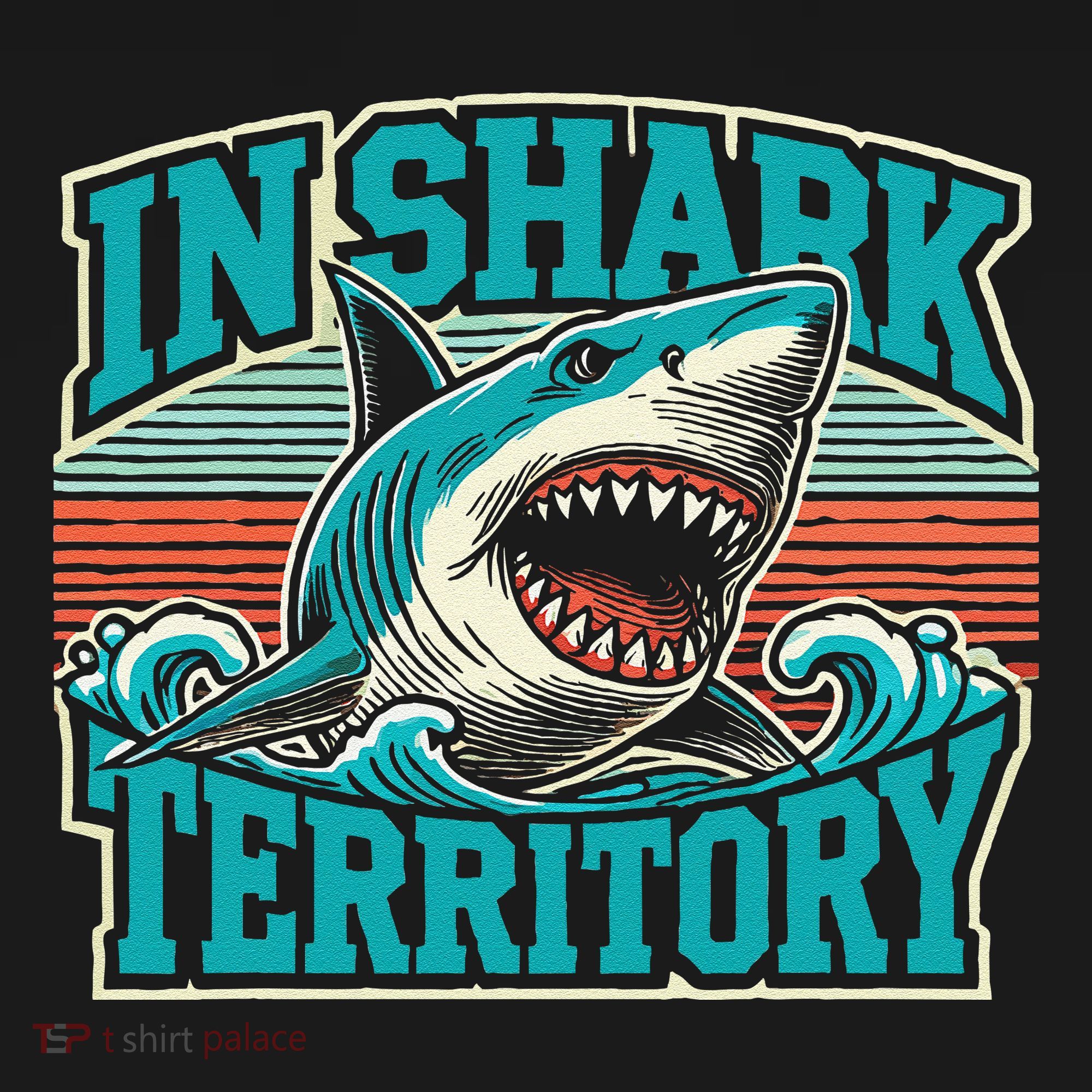 Retro Shark In Shark Territory Polo