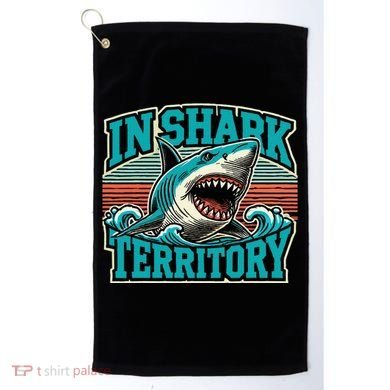 Retro Shark In Shark Territory Golf Towel