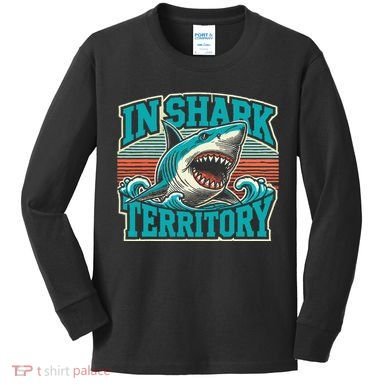 Retro Shark In Shark Territory Kids Long Sleeve Shirt