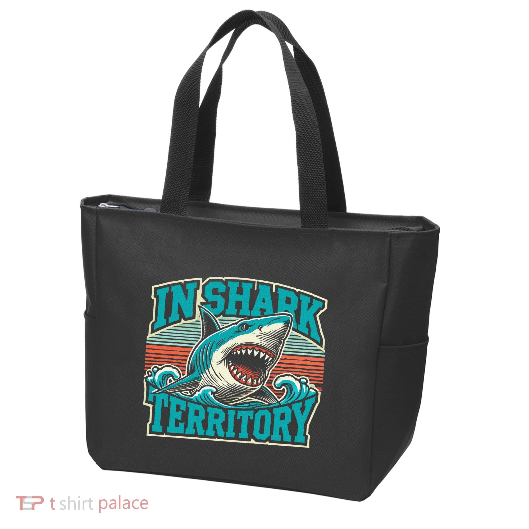 Retro Shark In Shark Territory Tote Bag