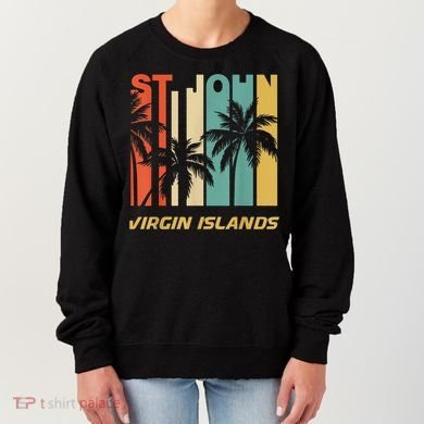 Retro St. John Virgin Islands Palm Trees Vacation Women's Sweatshirt