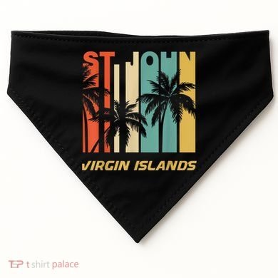 Retro St. John Virgin Islands Palm Trees Vacation USA-Made Doggie Bandana