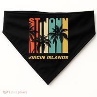 Retro St. John Virgin Islands Palm Trees Vacation USA-Made Doggie Bandana thumb 0