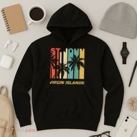 Retro St. John Virgin Islands Palm Trees Vacation Hoodie thumb 3