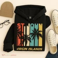 Retro St. John Virgin Islands Palm Trees Vacation Hoodie thumb 4