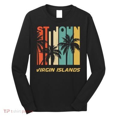 Retro St. John Virgin Islands Palm Trees Vacation Long Sleeve Shirt