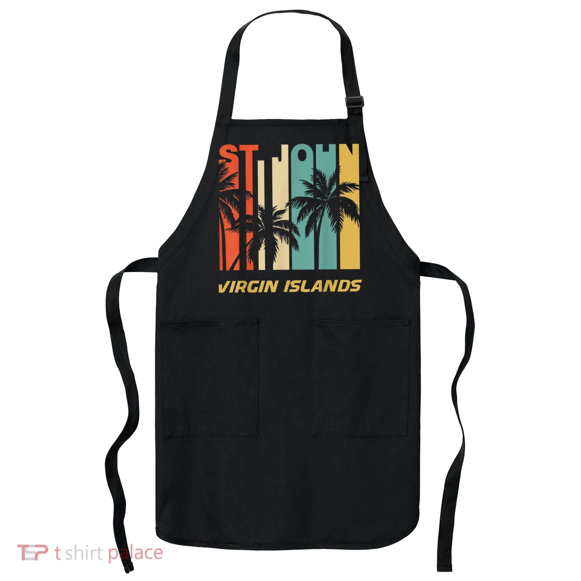 Retro St. John Virgin Islands Palm Trees Vacation Apron