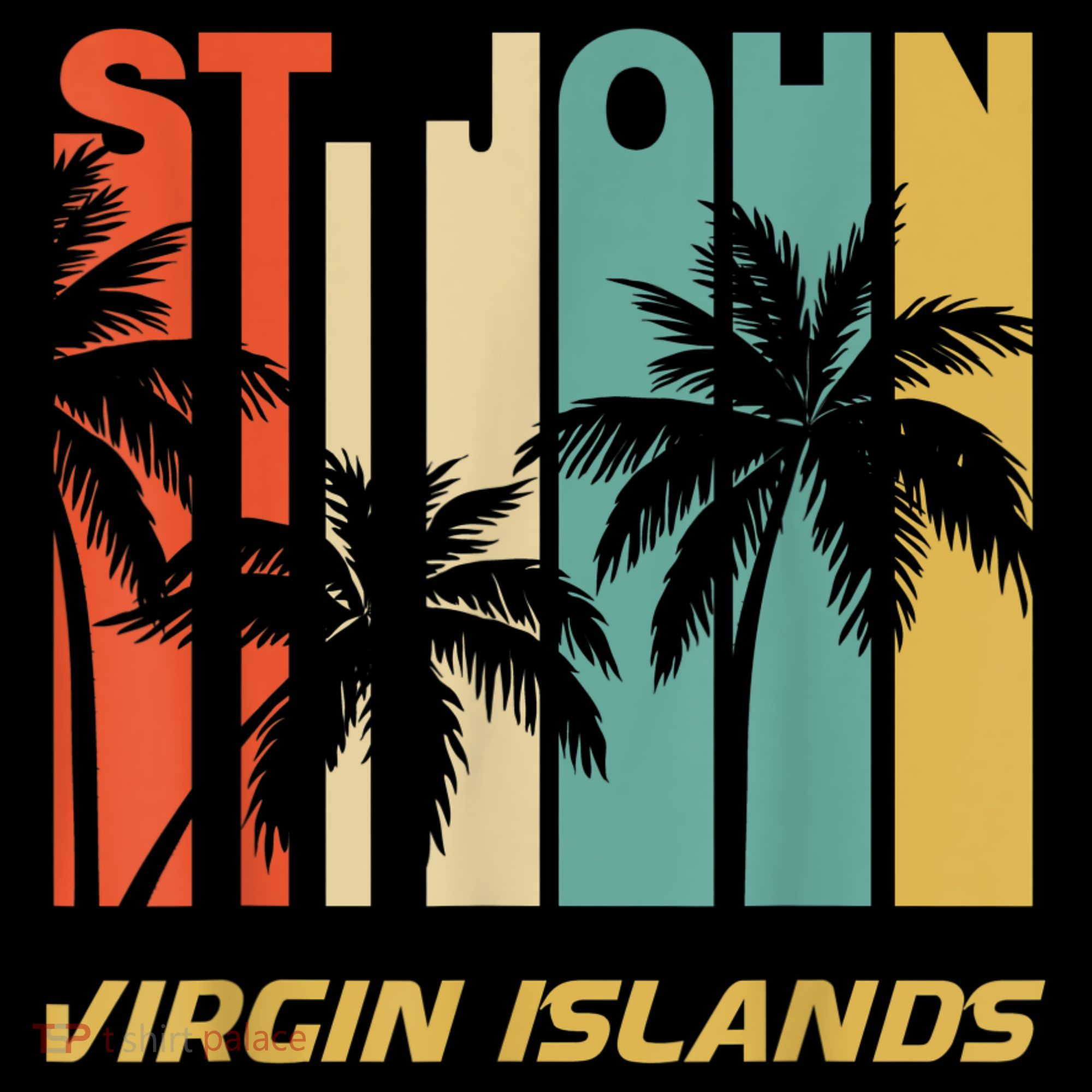 Retro St. John Virgin Islands Palm Trees Vacation Sweatshirt