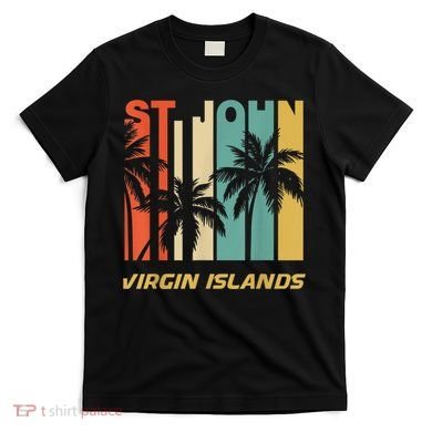 Retro St. John Virgin Islands Palm Trees Vacation T-Shirt