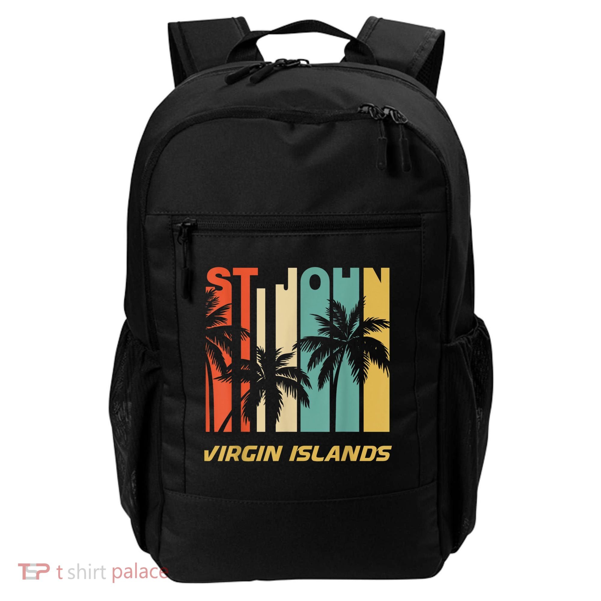 Retro St. John Virgin Islands Palm Trees Vacation Backpack