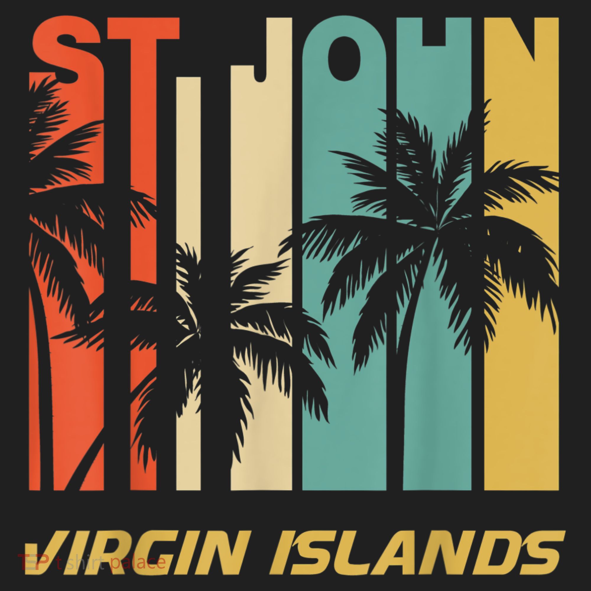 Retro St. John Virgin Islands Palm Trees Vacation Beanie