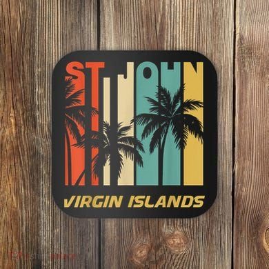 Retro St. John Virgin Islands Palm Trees Vacation Coaster
