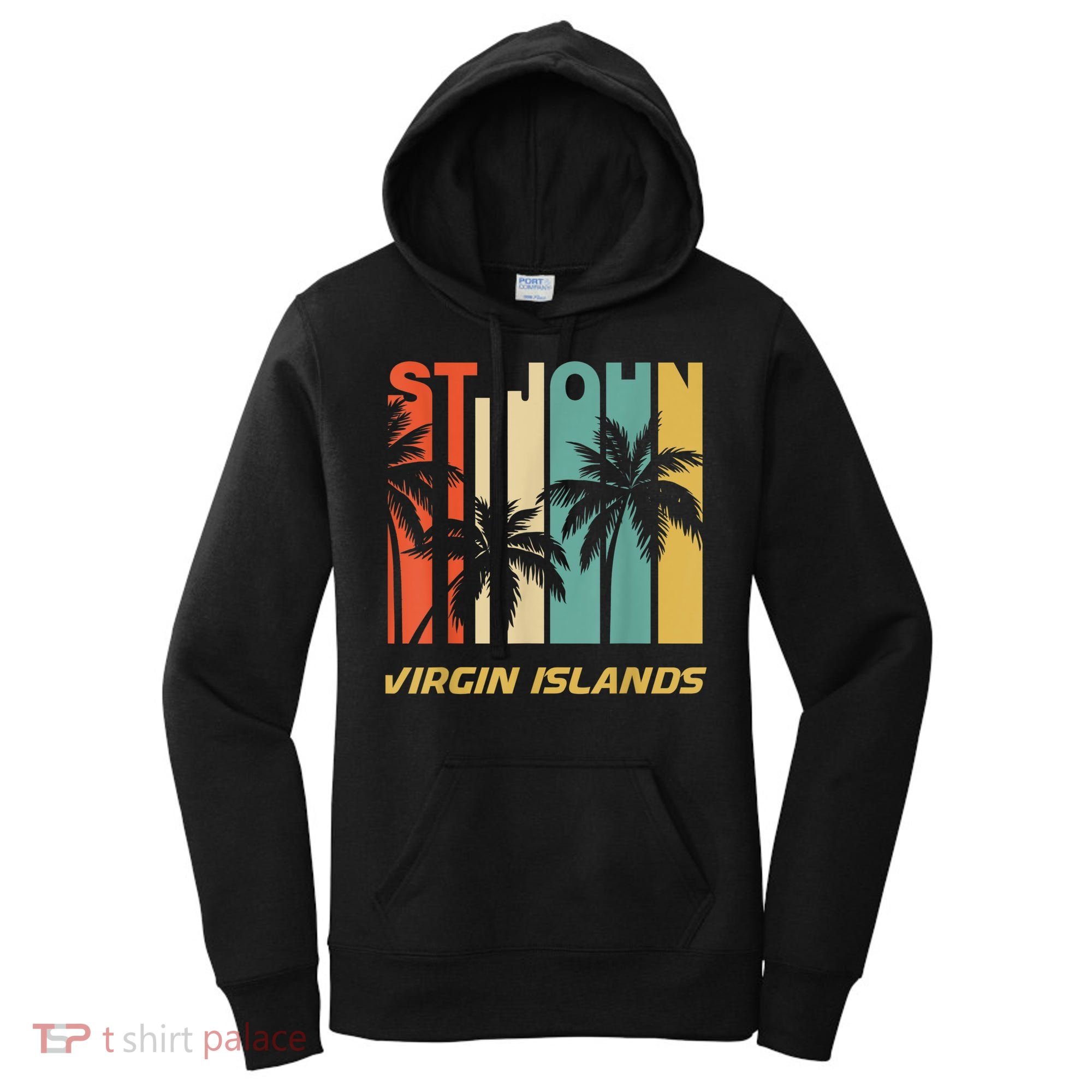 Retro St. John Virgin Islands Palm Trees Vacation Women's Hoodie