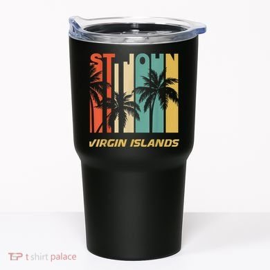Retro St. John Virgin Islands Palm Trees Vacation Tumbler