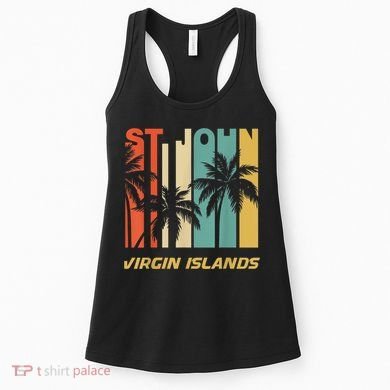 Retro St. John Virgin Islands Palm Trees Vacation Women's Tank Top
