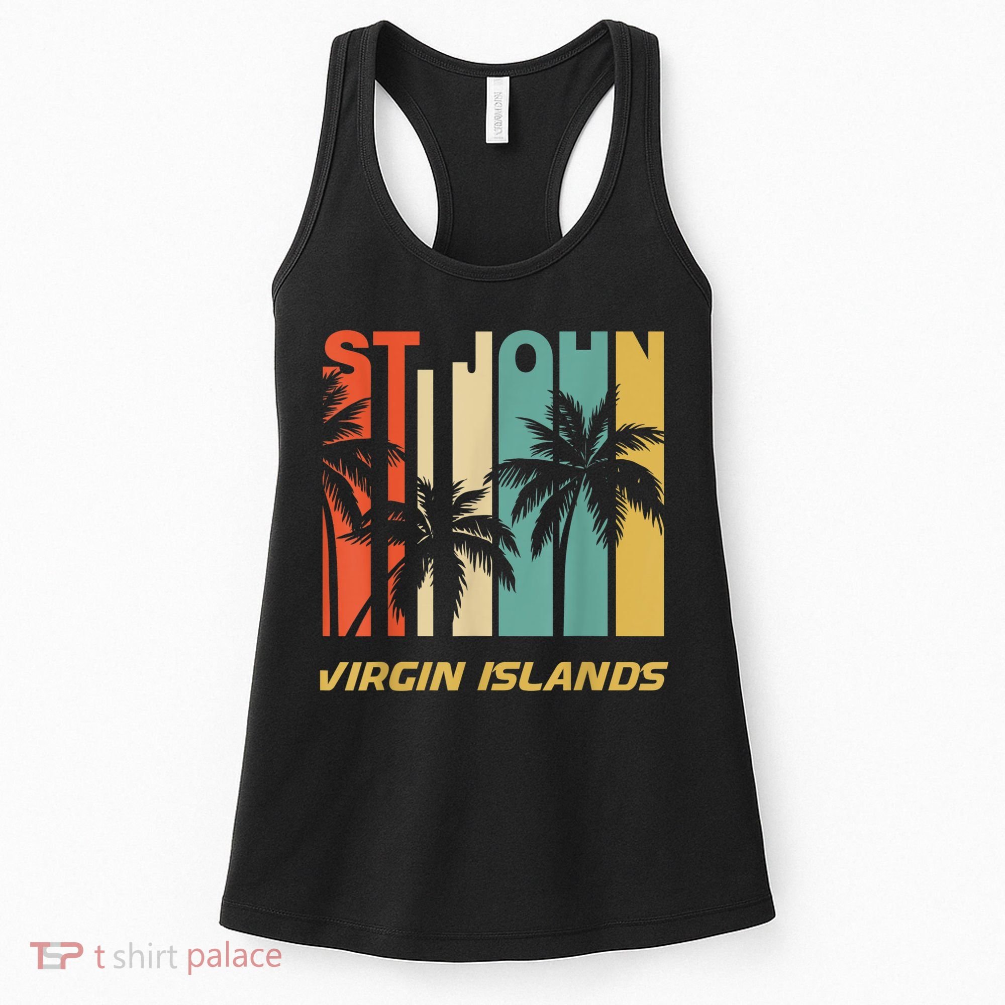 Retro St. John Virgin Islands Palm Trees Vacation Women's Tank Top