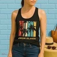 Retro St. John Virgin Islands Palm Trees Vacation Women's Tank Top thumb 2