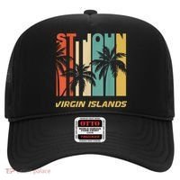 Retro St. John Virgin Islands Palm Trees Vacation Hat thumb 0